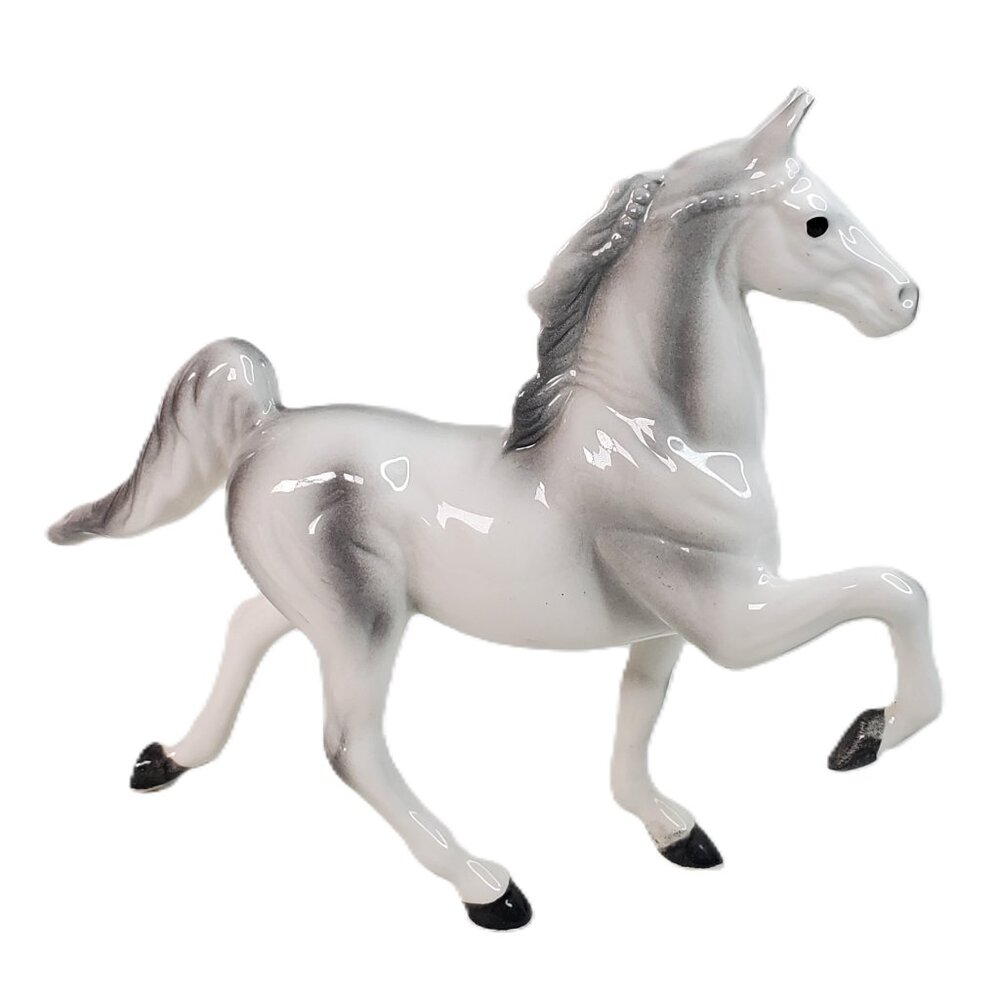 Vintage Giftcraft Porcelain Horse Figurine – Rearing White/Grey